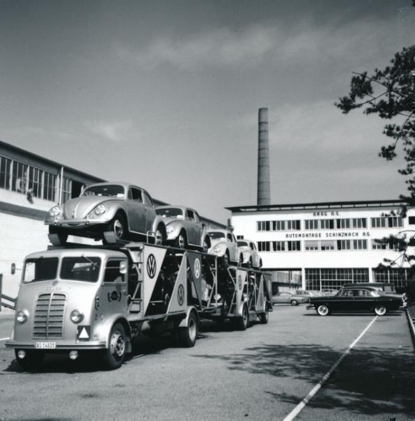 1956 war Schinznach-Bad einerseits VW Importsitz, andererseits Standort der Automontage Schinznach.